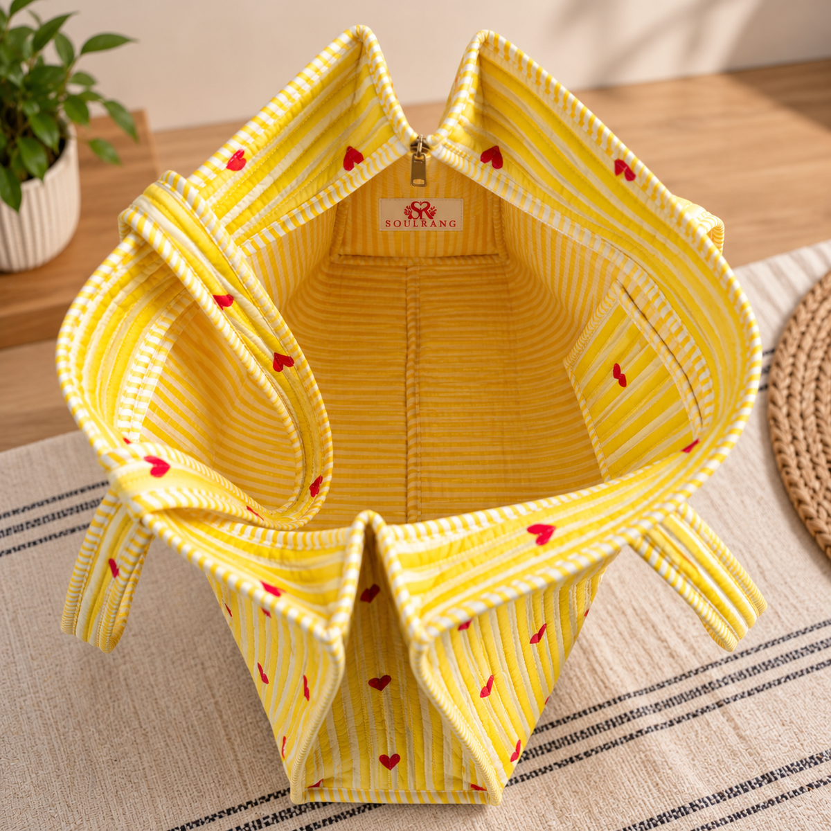Inside of the Happy Hearts Tote Bag