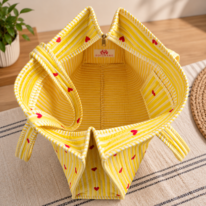 Inside of the Happy Hearts Tote Bag