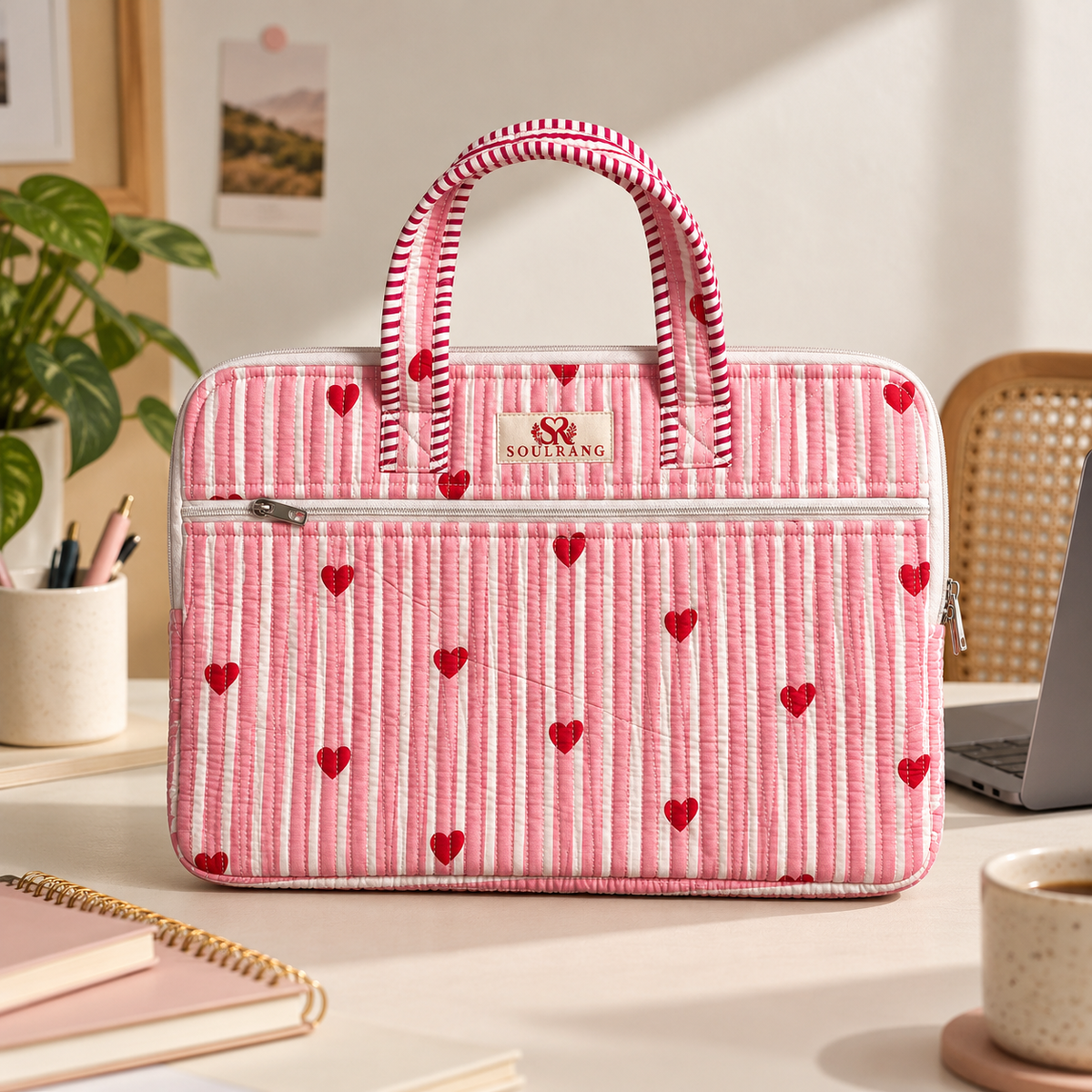 Rosy Hearts Laptop Bag, front view