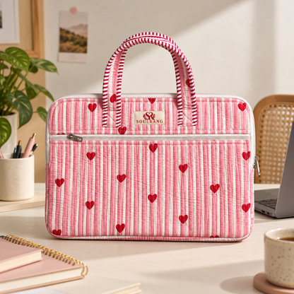 Rosy Hearts Laptop Bag, front view
