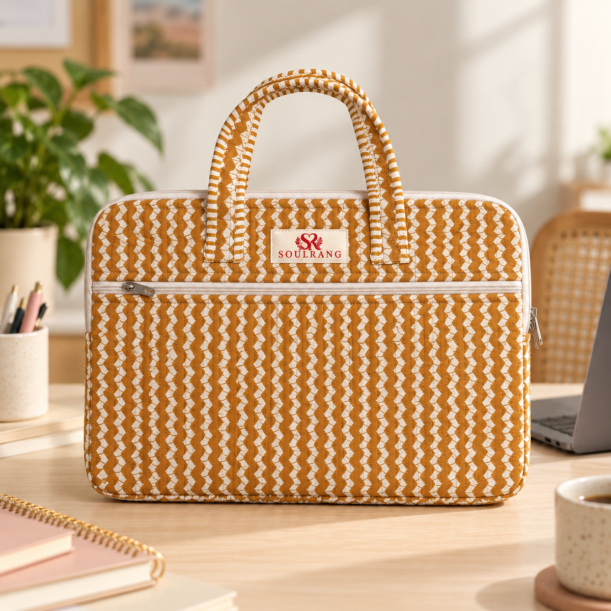 Saffron Weave Laptop Bag, front view