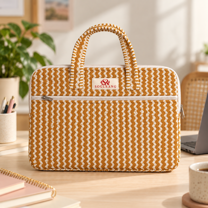 Saffron Weave Laptop Bag, front view