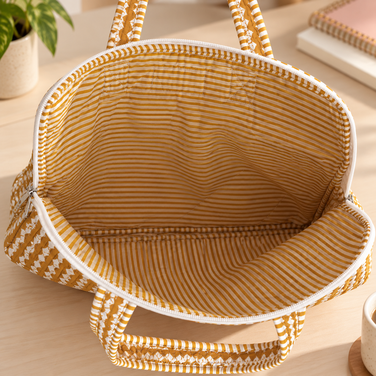 Saffron Weave Laptop Bag, inside view
