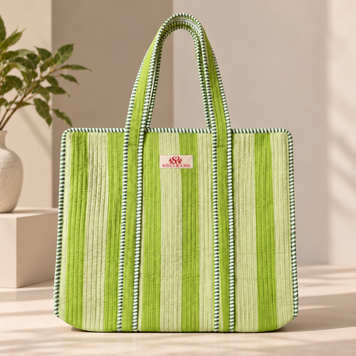 Mint Breeze Tote Bag, front view
