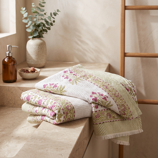 Pink Bloom Towel folded