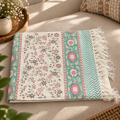 Pink Meadow Table Runner folded