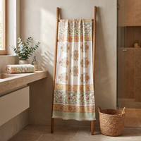 Rose Garden Handcrafted Towel in a bathroom