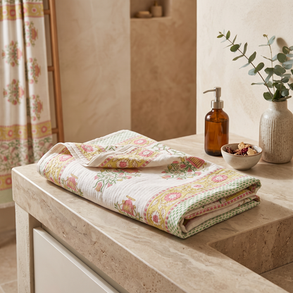 Rose Garden Handcrafted Towel folded