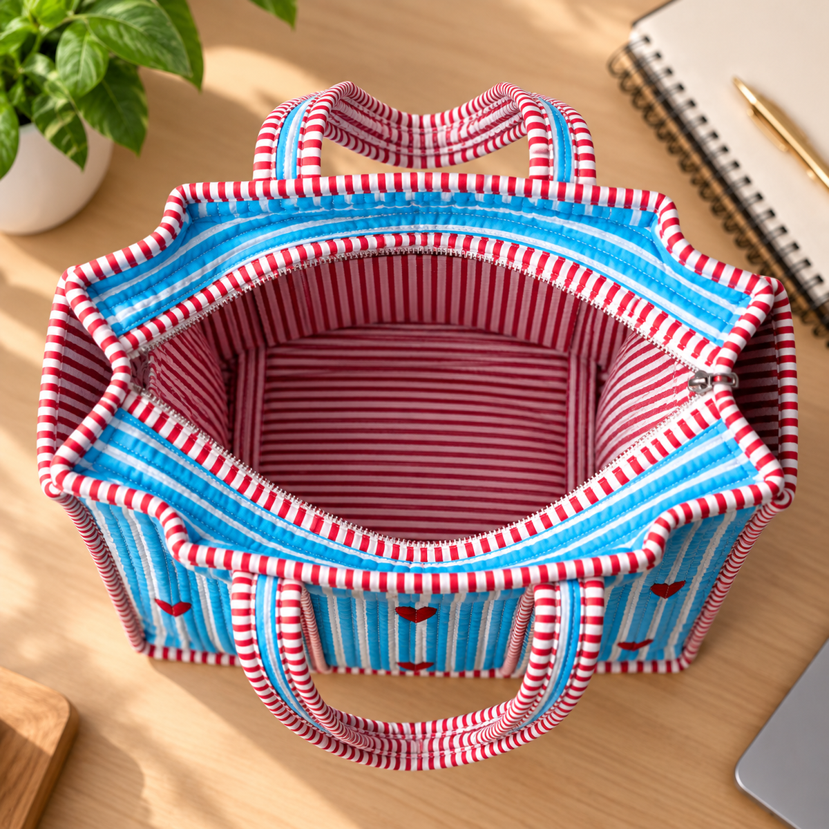 Inside of the Blue Hearts - Mini Zipper Tote Bag