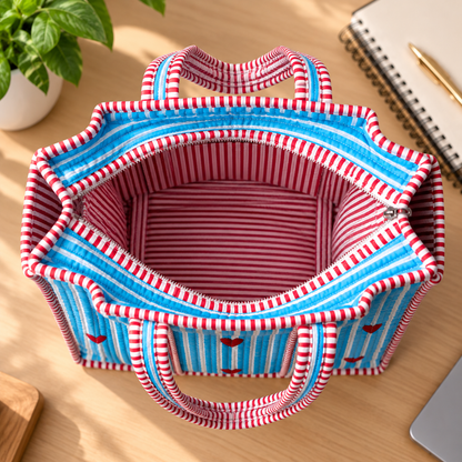 Inside of the Blue Hearts - Mini Zipper Tote Bag