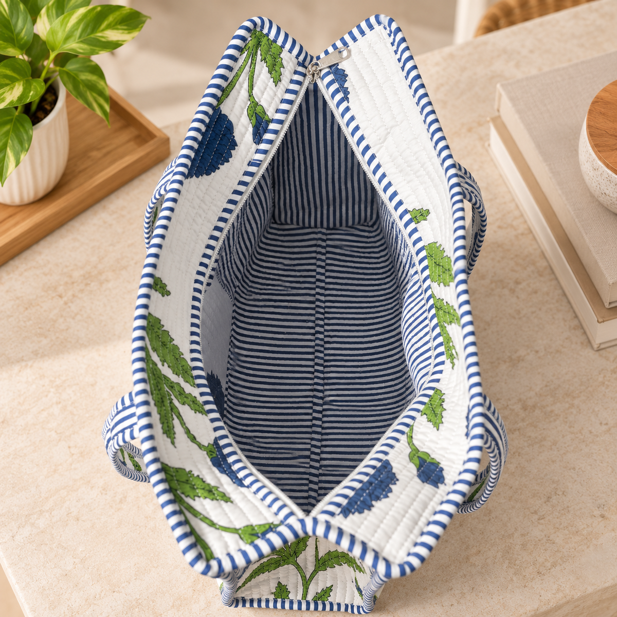 Inside of the Indigo Bloom Tote Bag