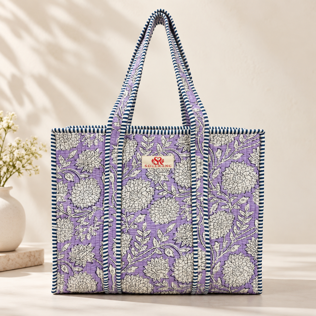 The Lavender Bloom Tote Bag, front view