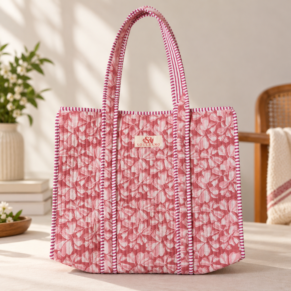 The Rosy Hues Tote Bag, front view