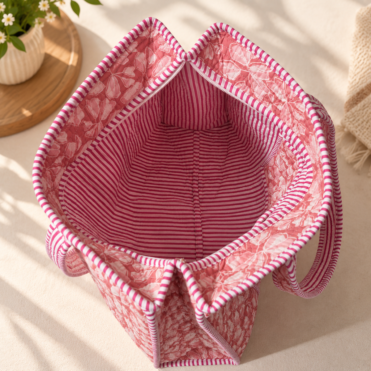 Inside of the Rosy Hues Tote Bag